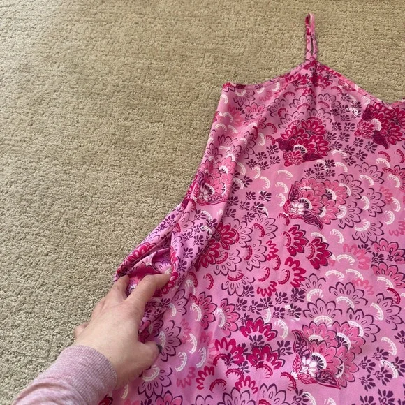 Cabernet by Sleep Sense Pink Paisley Floral Satin Nightgown Size Large Y2K Style - Picture 4 of 8